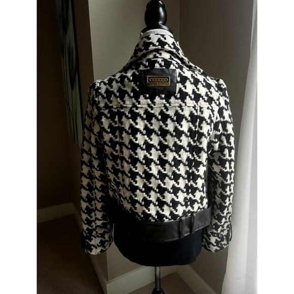 Apple Bottoms black and white herringbone asymmetric moto jacket size small - Picture 6 of 8